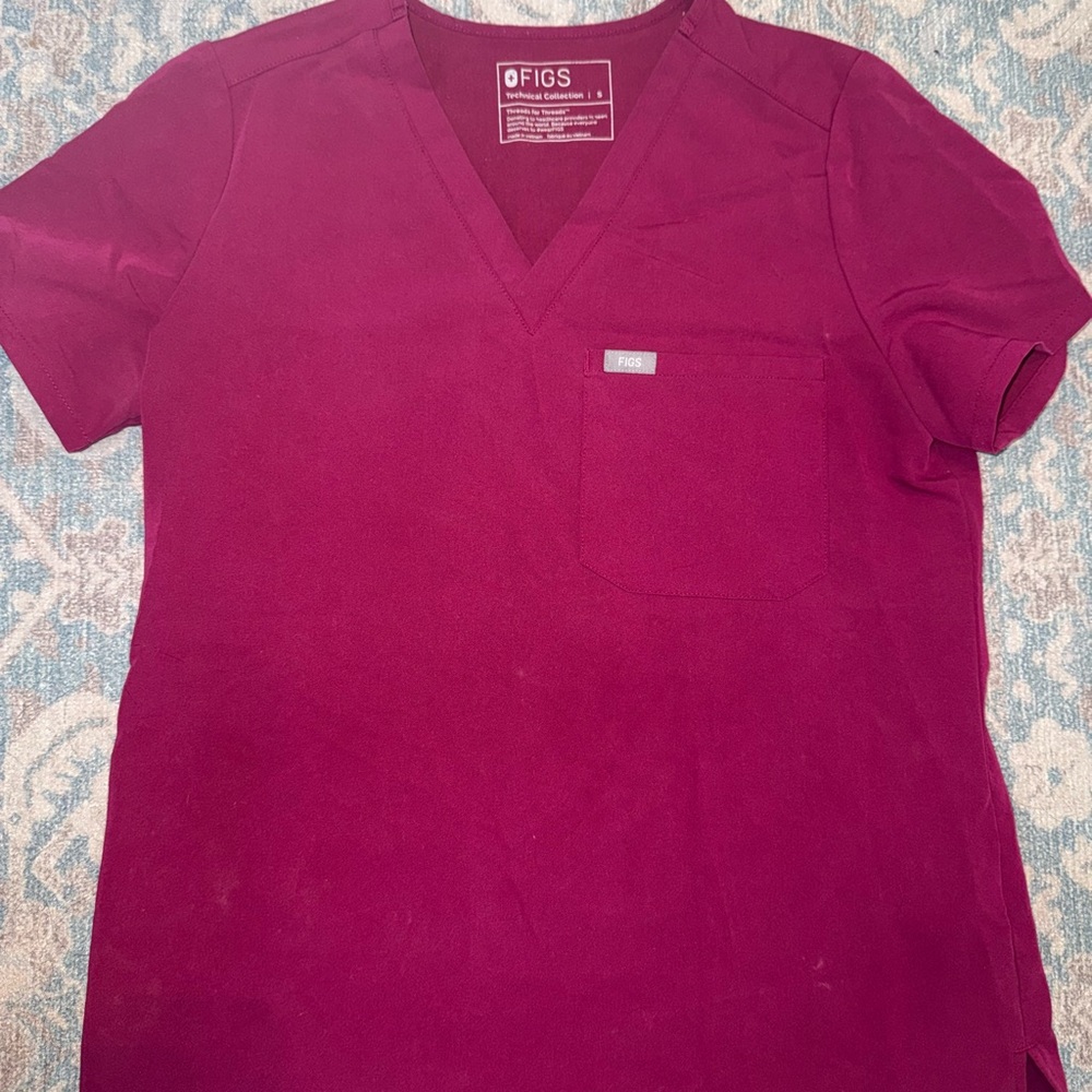 Figs Magenta Catarina One-Pocket Scrub Top- S